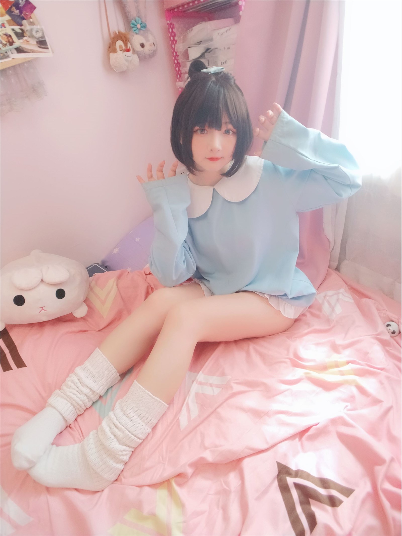 Kagura - No.63 light blue white socks(14)